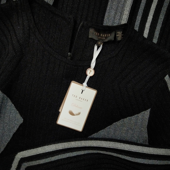 🍒NWT🍒 TED BAKER METALLIC SWEATER DRESS - Picture 4 of 13
